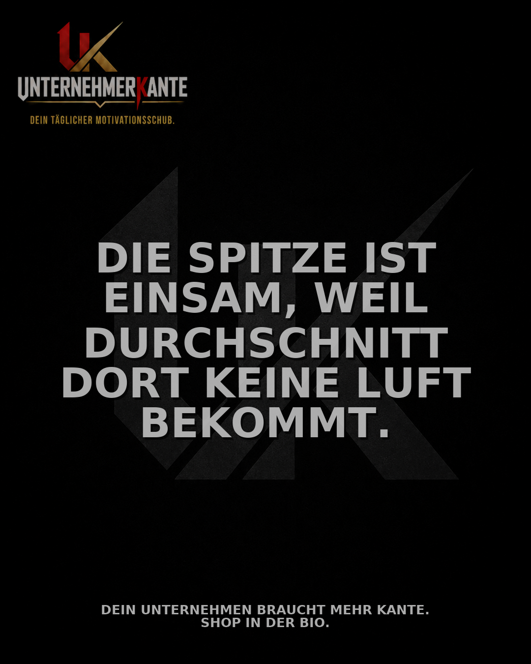 Motiv vom 14. August 2026: Die Spitze ist einsam, weil Durchschnitt dort keine Luft bekommt.