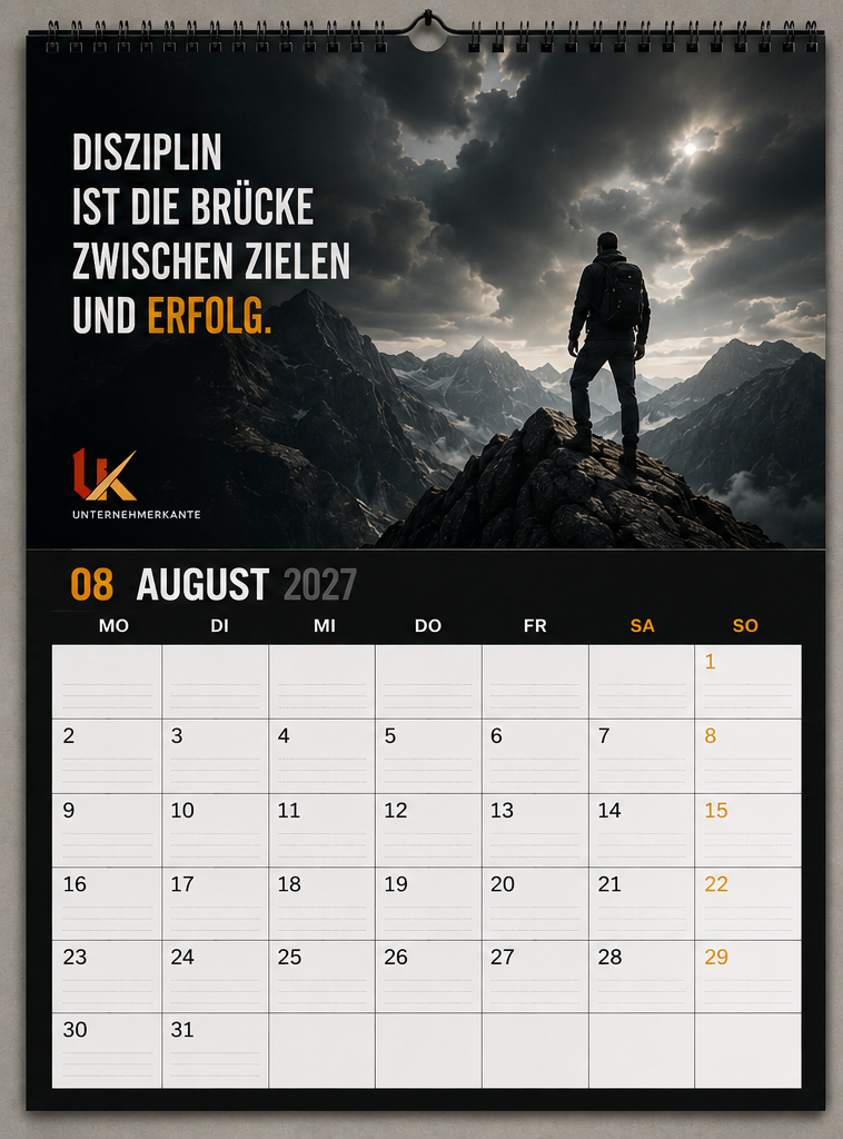 Unternehmerkante Wandkalender, Augustansicht