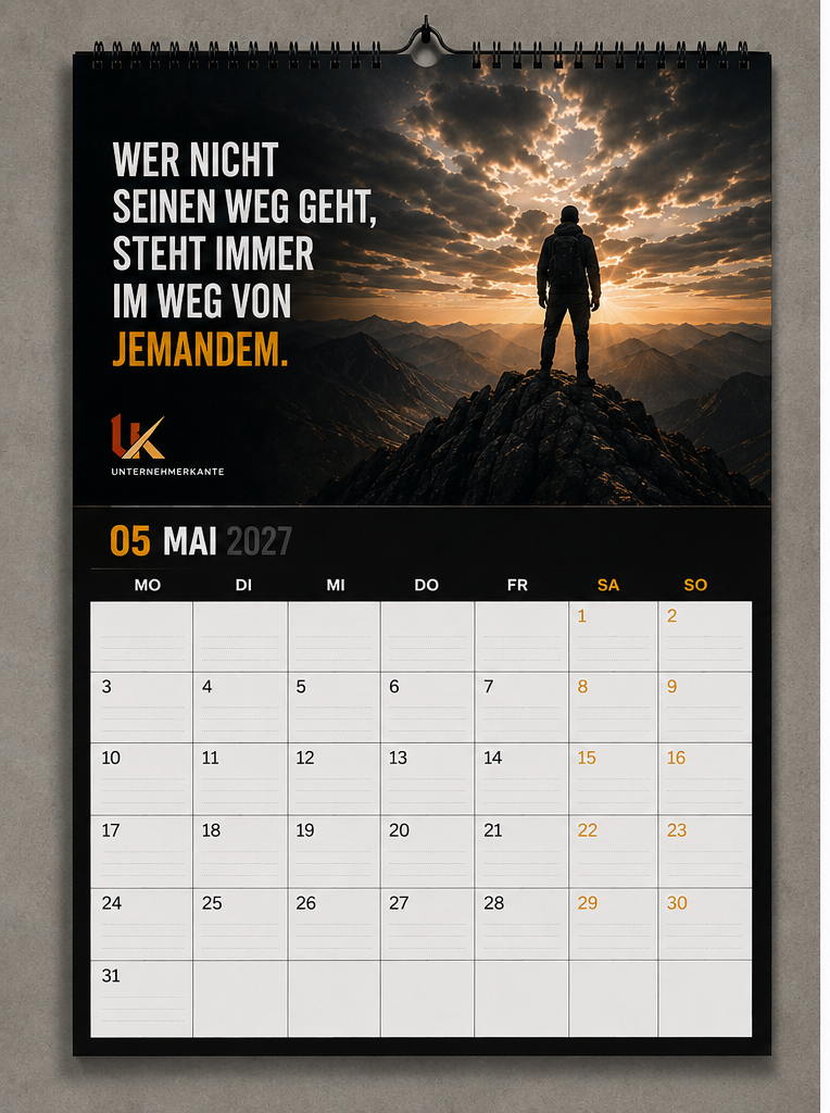 Unternehmerkante Wandkalender, Monatsansicht